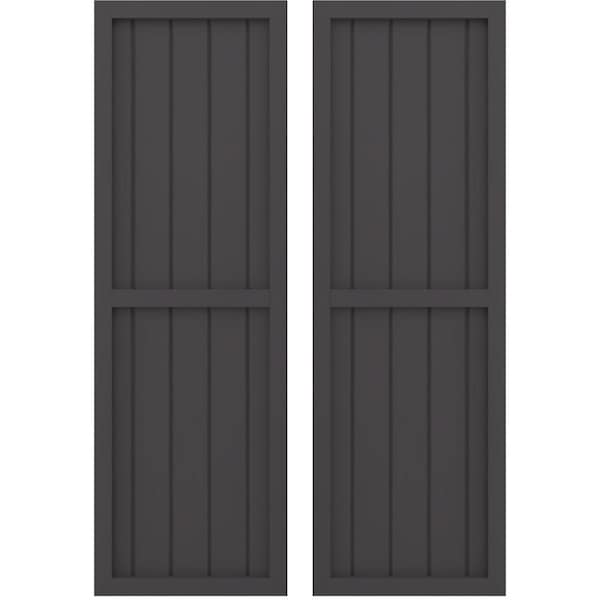 Ekena Millwork Americraft 5-Board Exterior Wood 2 Equal Panel Framed Board-n-Batten Shutters, ARW101BF518X77SMH, PR ARW101BF518X77SMH - main